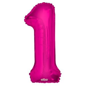 34 Mylar Number 1 Balloons - Pink (Case of 48)