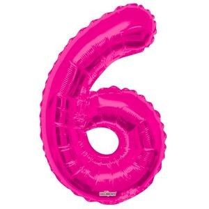 34 Mylar Number 6 Balloons - Pink (Case of 48)