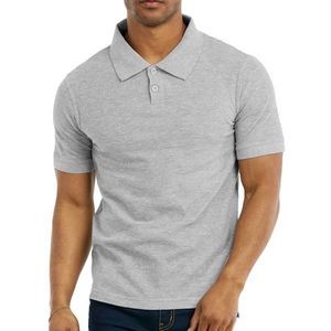 Men's Slim Polo Uniform Shirts - Medium, Heather Grey (Case of 20)