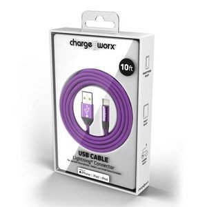 10' Lightning USB Cable - Periwinkle (Case of 48)