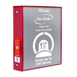 3 Ring View Binders -1.5 Red, 2 Pockets (Case of 12)