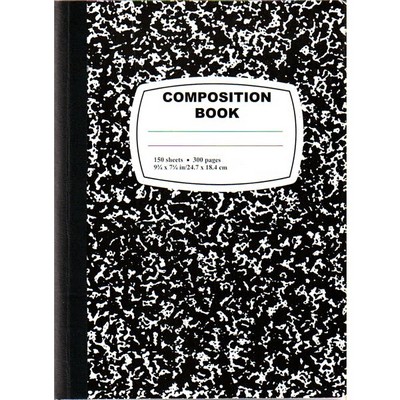 Wide Ruled Composition Notebook - 150 Sheets, Black, Marbled (Case of