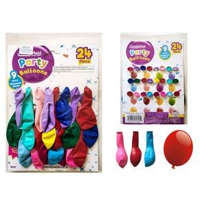 Party Balloons - 24 Count, 9, Assorted (Case of 144)