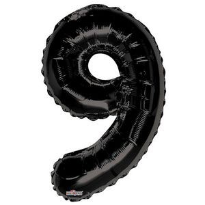 34 Mylar Number 9 Balloons - Black (Case of 48)