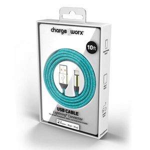 10' Lightning USB Cable - Teal Green (Case of 48)
