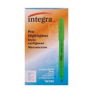 Pen Highlighters - Fluorescent Green, Chisel Tip (Case of 36)