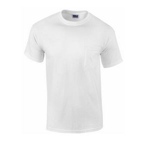 Gildan Irregular Men's Short Sleeve Pocket T-Shirt - White, Large (Cas