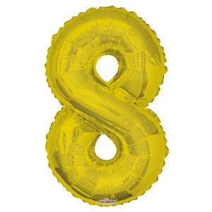 34 Mylar Number 8 Balloons - Gold (Case of 48)