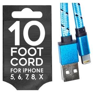 iPhone Charging Cords - 8 Assorted, 10 ft (Case of 144)