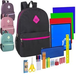 Girls' School Supply Kits in 19 Backpacks - 30 Pieces (Case of 12)