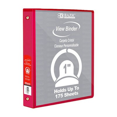 1 3 Ring View Binders - Red, 2 Pockets (Case of 12)