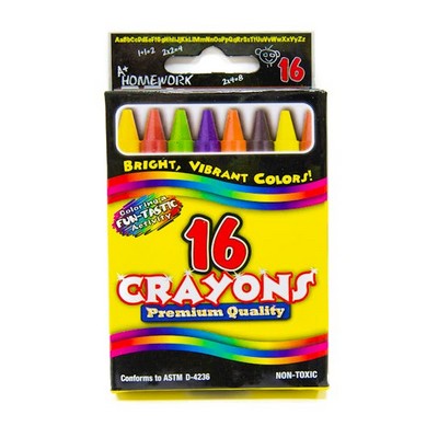 Crayons - 16 Count, Vibrant Colors (Case of 48)