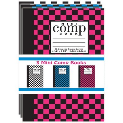 College Ruled Mini Composition Book - 80 Sheets, Assorted Colors, 3 Pa