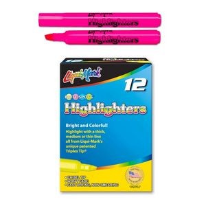 Highlighters - 12 Count, Fluorescent Pink, Chisel Tip (Case of 36)