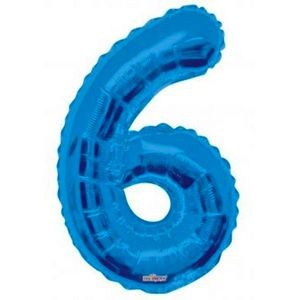 34 Mylar Number 6 Balloons - Blue (Case of 48)