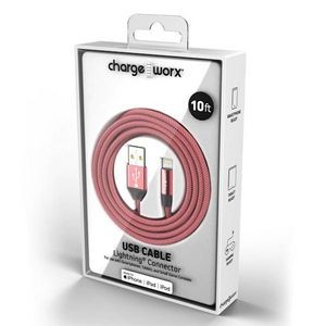 10' Lightning USB Cables - Coral (Case of 48)