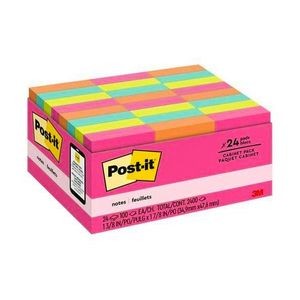 Sticky Notes - Assorted, 100 Sheets, 24 Pack (Case of 18)