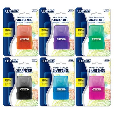 Pencil/Crayon Sharpener - Shavings Receptacle, Assorted Colors (Case o