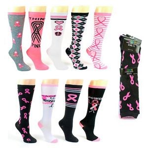 Women's Knee High Socks - Size 9-11, Breast Cancer Awareness (Case of