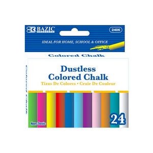 Colored Chalk - 24 Pieces, 6 Assorted Colors (Case of 24)