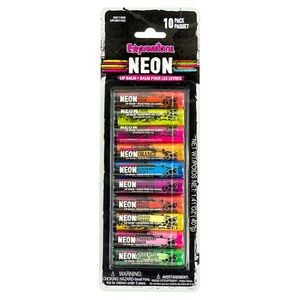 Neon Lip Balms - 10 Pack, Fruit-flavored (Case of 48)