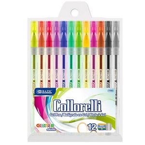 Gel Pens - 12 Count, Assorted Glitter Colors (Case of 144)