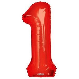 34 Mylar Number 1 Balloons - Red (Case of 48)