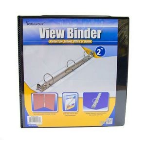 2 3-Ring Binders - Black, 2 Inside Pockets, View Cover (Case of 12)