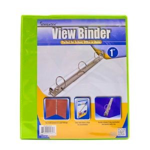 1 3-Ring Binders - Lime Green, View Cover, 2 Pockets (Case of 12)