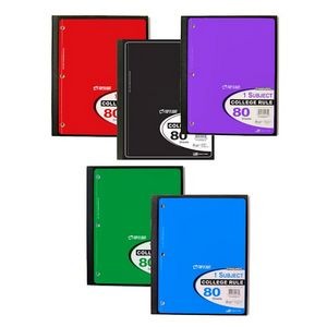 1 Subject Hinged Notebook - College Ruled, 80 Sheets, 5 Colors (Case o