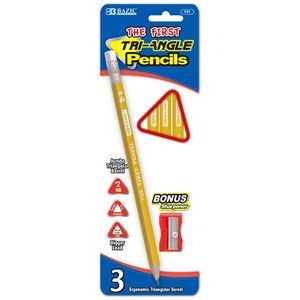 #2 Pencils - 3 Count, Jumbo, Triangular Shape, Sharpener Included (Cas