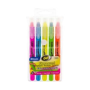 Fluorescent Gel Bible Highlighters - 5 Color Pack (Case of 144)