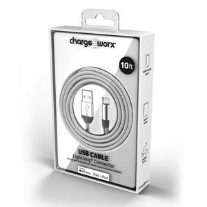 10' Lightning USB Cables - Argent (Case of 48)