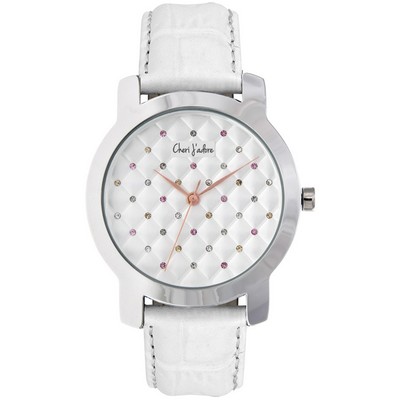 Cheri J'adore Crystal Quilted Ladies Watch - White, White