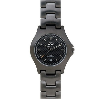 Matsuda Ladies Black Ionic Watch w, Carbon Fiber Dial