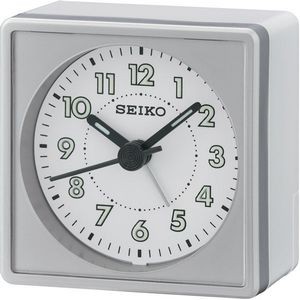 Seiko QHE083A Desk Alarm Clock - Silver & White