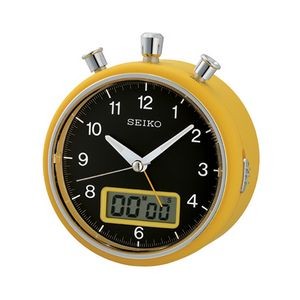 Seiko QHE114Y Desk Alarm Clock - Yellow and Black