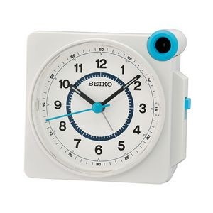 Seiko QHE183W Desk Alarm Clock - White & Blue