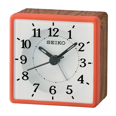 Seiko QHE175R Desk Alarm Clock - White & Orange