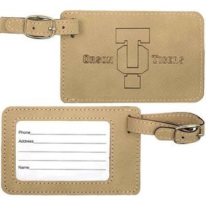 Luggage Tag, Light Brown Faux Leather, 4 1/4
