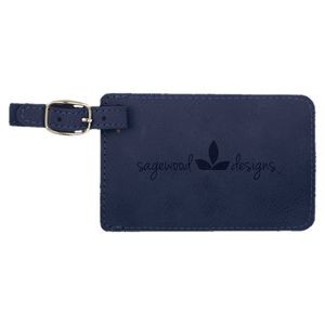 Luggage Tag, Blue Faux Leather, 4 1/4