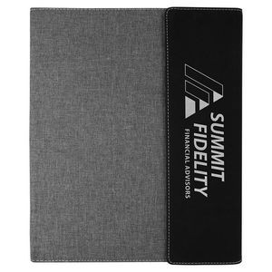 Gray Canvas Portfolio / Black Faux Leather with Notepad, 9 1/2" x 12"