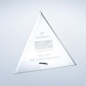 Beveled Triangle Jade Glass Award w/Aluminum Pole, 9"H