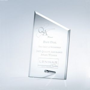 Beveled Sail Jade Glass Award w/Aluminum Pole, 8"H