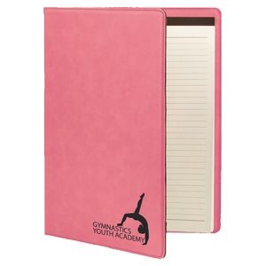 Portfolio with Notepad, Pink Faux Leather, 9 1/2" x 12"