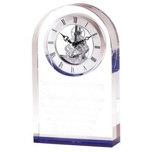 Crystal Clock With Blue Base 9"H