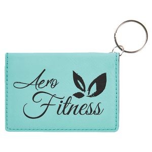 Keychain ID Holder, Teal Faux Leather, 4 1/4" x 3"