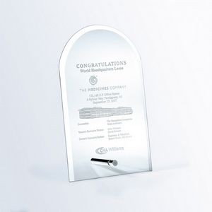 Beveled Arch Jade Glass Award w/Aluminum Pole, 9"H