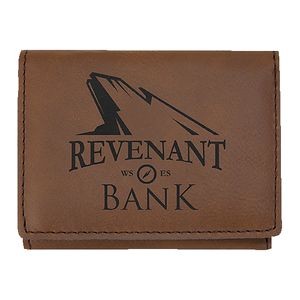 Trifold Wallet, Dark Brown Faux Leather