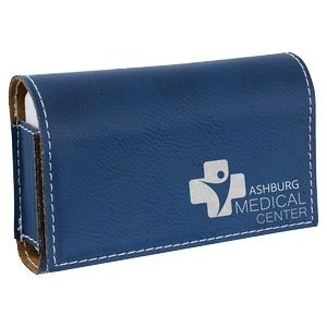 Faux Leather Pill Box, Blue, 4 3/4" x 3 1/8"